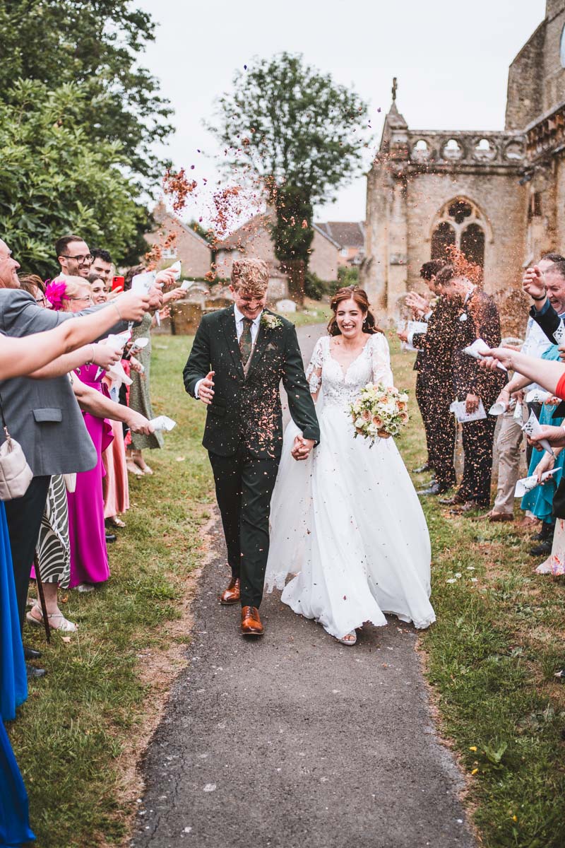 Confetti shot outside St Mary's Church in Ambrosden near Bicester