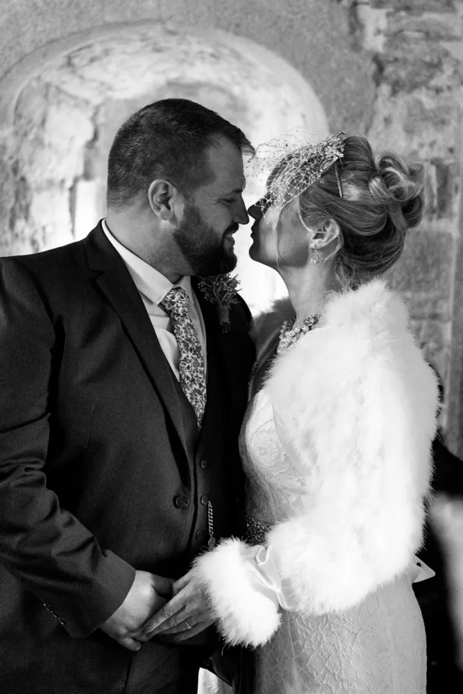 Bride and groom first kiss - Cornwall Wedding Bride and groom first kiss - Cornwall Wedding