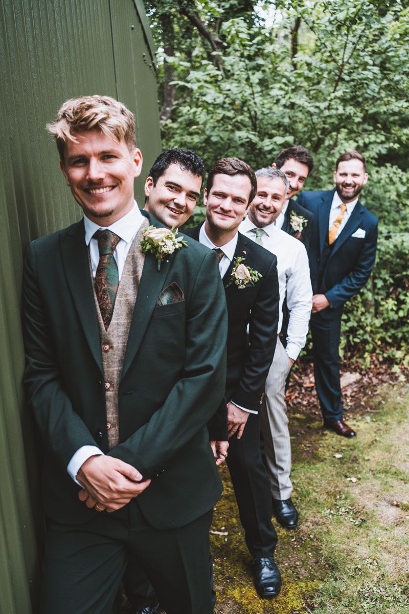 Groomsmen in a line